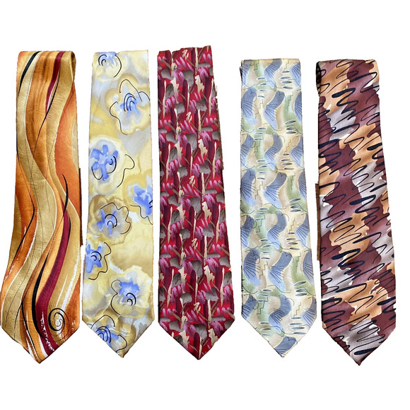 Jerry J. Garcia 100% Silk Ties Neckties Abstract 2005 Multicolor Lot Of 5 - Picture 1 of 13